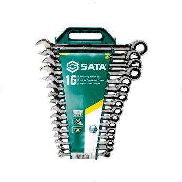 Imagem de Jogo de Chave Combinada Com Catraca 8 A 24mm 16 Peças Sata