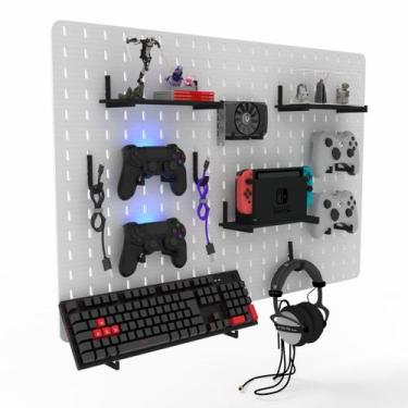 Imagem de Pegboard Mdf Organizador Setup Gamer Home Office Branco Grd - Customiz