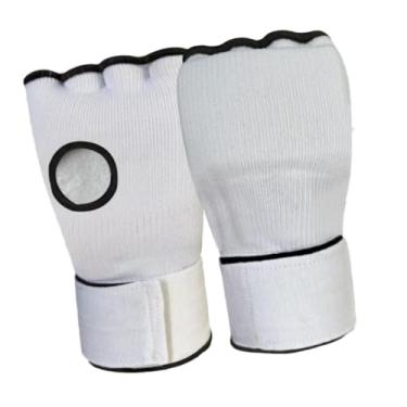 Imagem de menolana Gel boxe mão envolve luvas internas respirável ajustável meio dedo luvas com alça de pulso longa para karate sparring mma, Branco