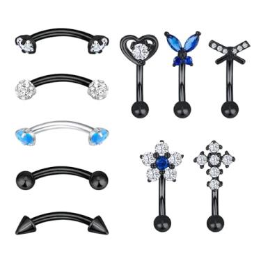 Imagem de Glupez 1/2/3/5/10 peças 1,6 mm halteres industriais Halloween aço cirúrgico CZ Ear Studs kit de piercings de orelha lábio unha cartilagem hélice lóbulo lábio nariz anéis tragus body piercing joia para