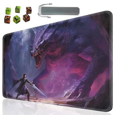Imagem de SOTWONSO Jogo de tabuleiro para tapete de mesa TCG tamanho 60 x 35 cm mousepad compatível com MTG RPG CCG jogo de cartas colecionáveis tapetes com 6 dados (Playmat 20)