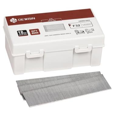 Imagem de DEWBIN Pregos Brad de calibre 18, 6000 unidades de 3,5 cm 18 GA, pregos galvanizados para pistola de pregos, pistola elétrica Brad Nailer