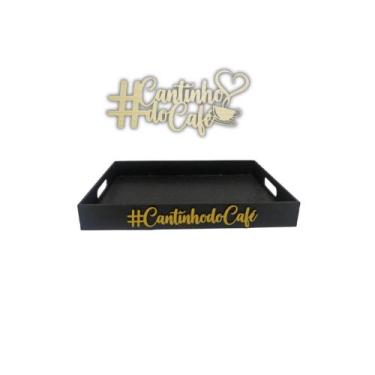 Imagem de Bandeja Cantinho Do Café Enfeite De Mesas Café Com Aplique - Casa Bebe