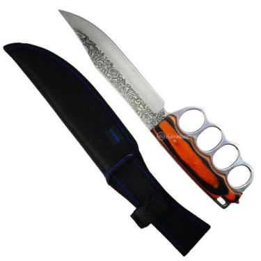 Imagem de Faca com Lâmina de Aço Inox e Cabo de Madeira 30cm, Full Tang e Bainha