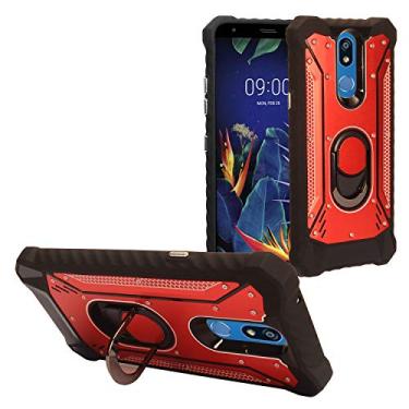 Imagem de Eaglecell - Para LG K40, Harmony 3, Xpression Plus 2 (2019) LM-X420, LG Solo LTE L423DL - Capa de telefone híbrida de metal de alumínio com suporte - ZY0 Vermelho