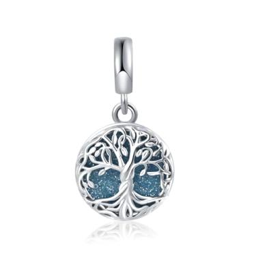 Imagem de MiiFort Pingente de árvore genealógica cintilante da vida serve para pulseiras Pandora Charms Moments, One Size, Cobre, Sem Pedra Preciosa