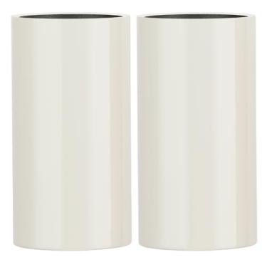 Imagem de 2 Vasos Fibra De Vidro Milão M Tipo Vietnamita Cilindro 70cm Cores (Off White)