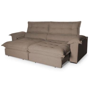 Imagem de Sofá Retrátil Reclinável Aconchego 2,30m Bouclê Marrom - King House