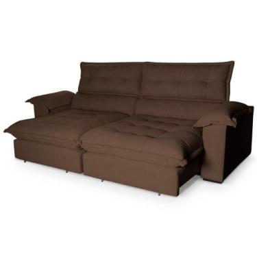 Imagem de Sofá Retrátil Reclinável Aconchego 2,30m Bouclê Cafe - King House