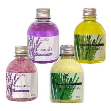 Imagem de Kit 2 Espumas Banheira + 2 Sais Banho Espumante Hidro Relax - Bagnare