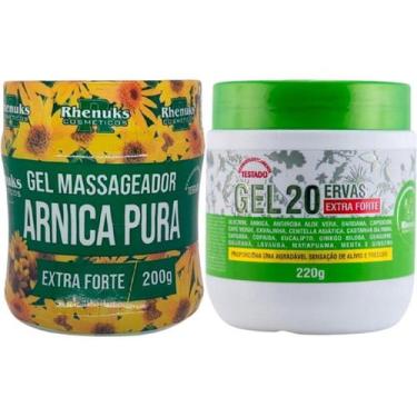 Imagem de Kit Gel Massageador Arnica Pura + Gel 20 Ervas Extra Forte - Rhenuks
