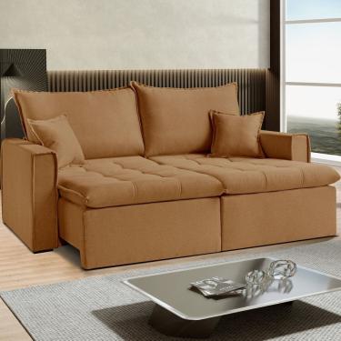 Imagem de Sofá Cama Dallas 190 Cm sem Caixa - Veludo190cm X 104cm 144 Cm Marrom Terracota