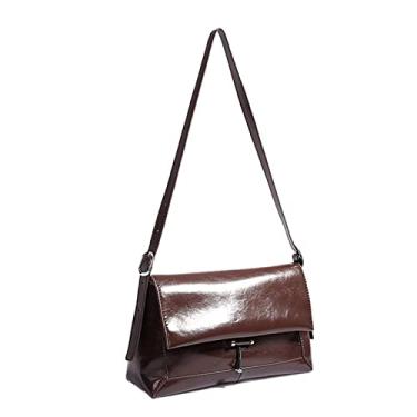 Imagem de Bolsa de ombro casual de qualidade para mulheres Bolsa mensageiro Bolsas tiracolo para mulheres Bolsas de mão quadradas Shopper Tote Bag(Coffee)