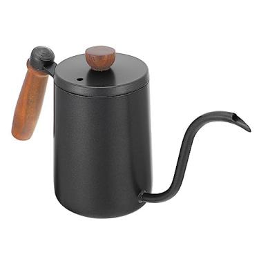 Imagem de Chaleira Bico de Ganso, Chaleira Inox, Chaleira Pescoço de Ganso, Cabo de Madeira 600 ml (Preto)