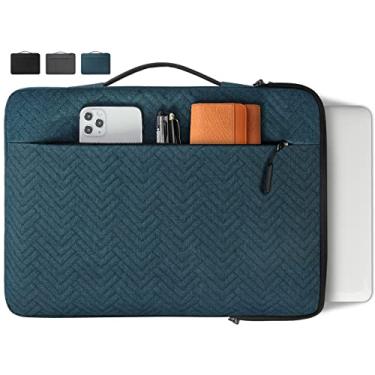 Imagem de Capa para laptop de 13,3 a 14 polegadas, à prova d'água, bolsa de transporte de computador comercial compatível com Chromebook/MacBook Air/Notebook, azul-marinho