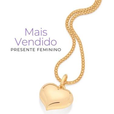 Imagem de Cordão Rommanel + Pingente Coração Abaulado Melhor Presente Para Mulhe