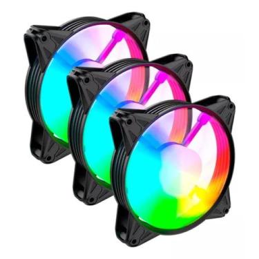 Imagem de Kit 3 Fan Para Gabinete Placa Micro Atx Itx 120mm Rgb - Sem marca