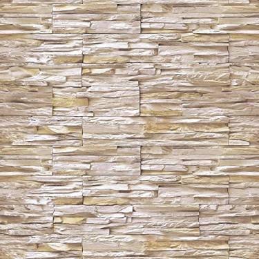 Imagem de Papel De Parede 12m Adesivo Lavável Efeito 3D Pedras Canjiquinhas Bege