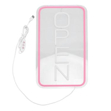 Imagem de Placa aberta com luz regulável com interruptor ON/OFF, placa aberta de LED, sinais abertos neon de LED USB para paredes de negócios, janela, loja, bar, hotel, café, restaurante, pubs