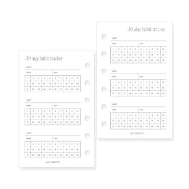 Imagem de Refil de agenda de 30 dias para planejador de hábitos de bolso, tamanho 6, fichário de 8 x 12 cm