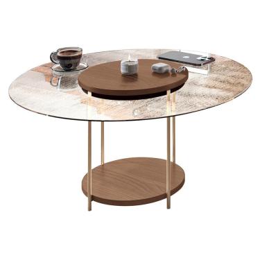 Imagem de Mesa de Centro Sky Redonda com Tampo de Vidro - HB Móveis