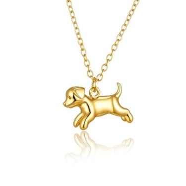 Imagem de MANZHEN Colar personalizado em ouro 18 K com pingente de nome personalizado esculpido em 3D, anjo da guarda, gato, cachorros, galinhas, pingente, 18 Inches, Metal, Sem Pedra Preciosa