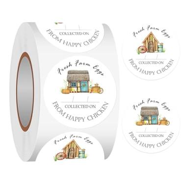 Imagem de Adesivos de ovos frescos da fazenda adesivos de rotulagem de caixa de ovos frescos de 5 cm da Happy Chickens Labels adesivos redondos de embalagem de ovos para frango codorna ovo de pato, 500 peças
