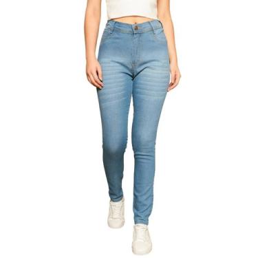 Imagem de Calça Feminina Lipo Skinny Lavagem Clara - SK Jeans, Azul, 44, Feminin