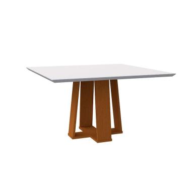 Imagem de Mesa de Jantar Quadrada com Tampo de Vidro Valencia Off White e Ype 135 cm