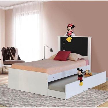 Imagem de Cama Infantil Barcelona Com Cama Aux 0,90m Branco Com Preto - Tebarrot