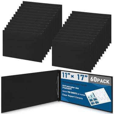 Imagem de Resurhang 60 peças, capa de relatório de 28 x 43 cm, pasta de apresentação de 7,6 cm com capacidade de 7,6 cm com fixador de papel de pino de metal para encadernar relatórios, propostas, transcrições