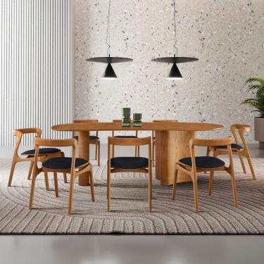 Imagem de Mesa de Jantar Soláris 220cm Madeira Tampo Laminado Orgânico com 8 cadeiras Solaris