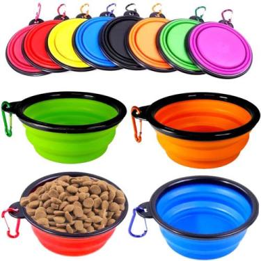 Imagem de Kit 4 Potes PET p/ Comida Água Retrátil Comedouro e Bebedouro portátil