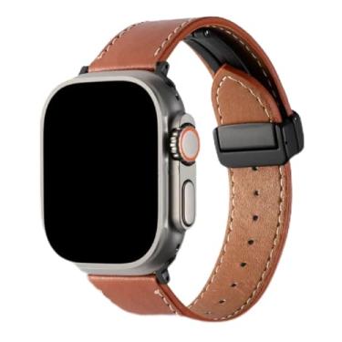 Imagem de Pulseira Couro (MARROM) C/Fecho Magnetico Para Microwear Iwo Ultra 9 Plus W59 Mini Pro W29 T20 W7 Ultra U4 Pro W99+ W68 W69 Ultra Ws9 S9 Ultra