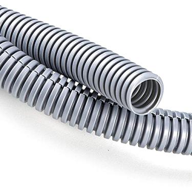 Imagem de ZhiYo Capa flexível para conduíte de fio de 20 m de 0,9 cm | Resistente ao calor de alta temperatura de -40F a 257F | Capa de plástico para fios e cabos elétricos, cinza