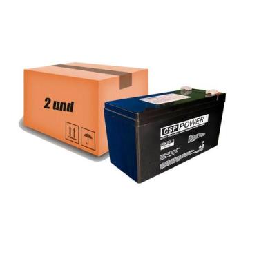 Imagem de Kit 2pç Bateria 12v 9ah Selada Central Alarme Nobreak Cerca - Csp Powe