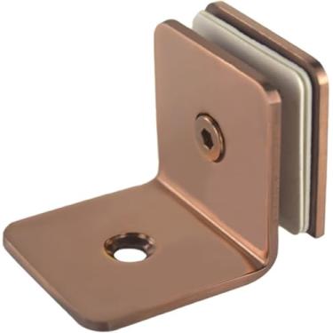 Imagem de Dobradiça articulada de aço inoxidável 304 ouro rosa clipe fixo de vidro para banheiro porta de vidro código fixo divisória de canto conjunto de dobradiça de clipe de ligação para banheiro, dobradiça