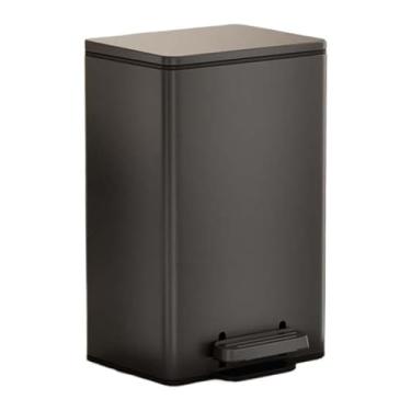 Imagem de Lixeira Lata de lixo com tampa, lata de lixo de aço inoxidável com pedal, lata de lixo com fechamento suave e balde interno para escritório doméstico comercial Lixeira(Preto,9L)