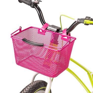 Imagem de CXWXC Cesta De Bicicleta Infantil - Frontal Para Meninos E Meninas Cestas Com Alças Pu Ajustáveis, Adequadas A Maioria Das Bicicletas Triciclos Infantis (Rosa)
