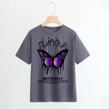 Imagem de Camisa camiseta básica streetwear "Borboleta roxa BUTTERFLY" - loja di