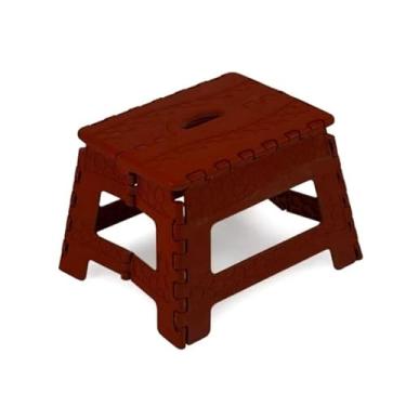 Imagem de Banqueta Dobrável De Plástico Pequeno Resistente Até 100 Kg Para Viagem Camping Crianças (MARROM)