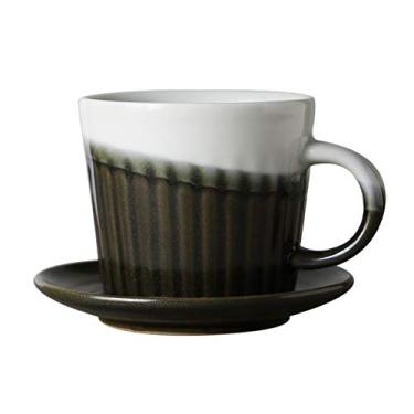 Imagem de Cuiynice caneca (empréstimo) xícara de chá de cerâmica vintage, xícara de café delicada, xícara de cerâmica fosca, caneca de design de arte, conjunto de pires criativos, ou canecas de escritório e