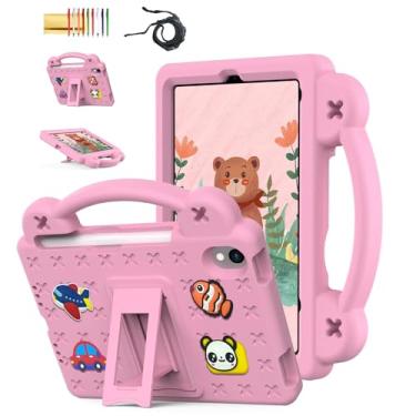 Imagem de Dteck Capa para tablet infantil iPad Mini A17 Pro/iPad Mini 6ª geração de 8,3 polegadas (2024/2021) com suporte/alça conversível, desenho animal/carro, capa leve à prova de choque com alça de ombro