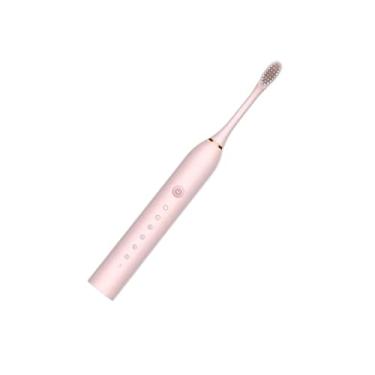 Imagem de Escova de Dentes Elétrica Recarregável USB, 6 Velocidades, À Prova D'água, com Cabeça de Substituição (Rosa)