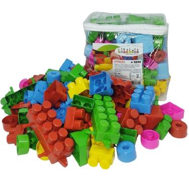 Imagem de Bloco Montar e Encaixar 65 Peças Grandes Coloridas Para Bebê