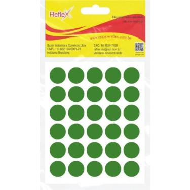 Imagem de Etiqueta Redonda Verde 13MM Cartela com 210 Unidades - Reflex