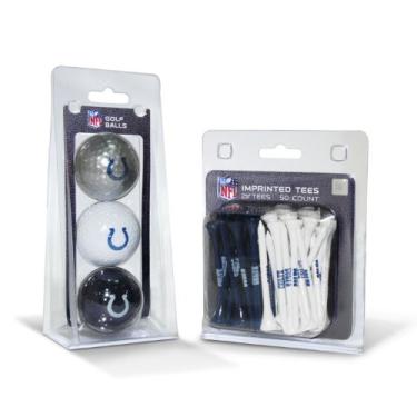 Imagem de Team Golf Bolas de golfe impressas com logotipo NFL Indianapolis Colts (3 unidades) e camisetas de golfe de 7,9 cm (50 unidades), multicoloridas