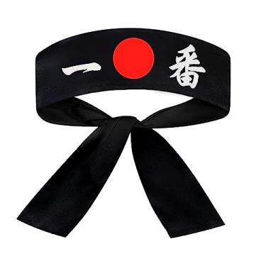 Imagem de SUNRISE Faixa de cabeça de karatê japonês Hachimaki Chef de sushi - preta número um
