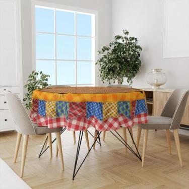 Imagem de Toalha de Mesa 4 Lugares Redonda Arraia Flores Juninas 140cm - Fabrika