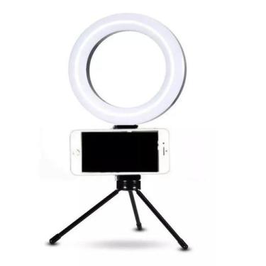 Imagem de Ring Light Mesa Iluminador 6 Tripé 16Cm Suporte Celular - Mrvendas